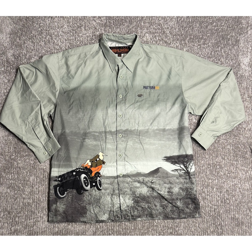 Vintage Y2K Phat Farm SUG Aop Button Up Shirt XL Rare Rap Hip Hop